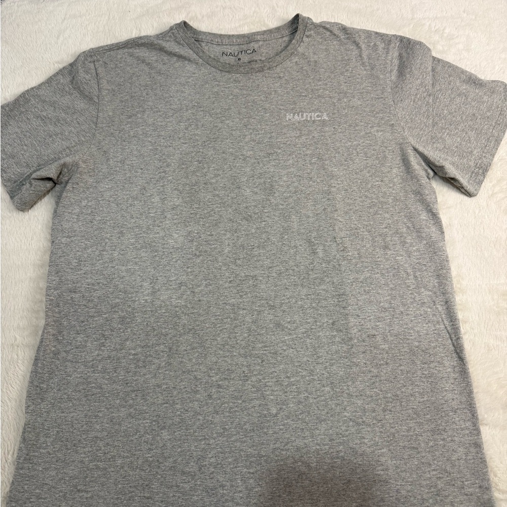 Nautica Heather Gray Short Sleeve Crew Tee with Subtle Logo